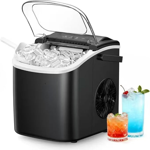 Portable self-cleaning ice maker, countertop ice maker (with handle)