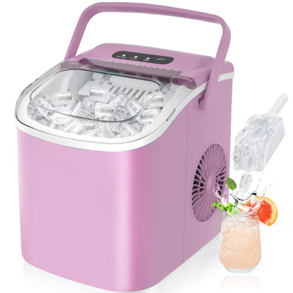 Portable self-cleaning ice maker, countertop ice maker (with handle)