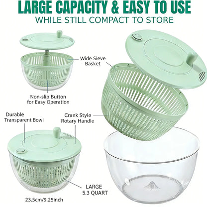 3-in-1 Fruit and Vegetable Washing and Draining Bowl, Kitchen Tool Set, Salad Spinner
