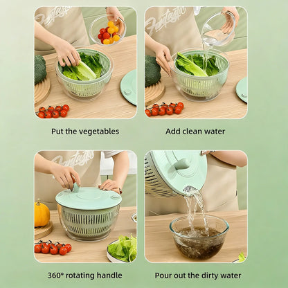 3-in-1 Fruit and Vegetable Washing and Draining Bowl, Kitchen Tool Set, Salad Spinner