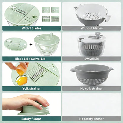3-in-1 Fruit and Vegetable Washing and Draining Bowl, Kitchen Tool Set, Salad Spinner