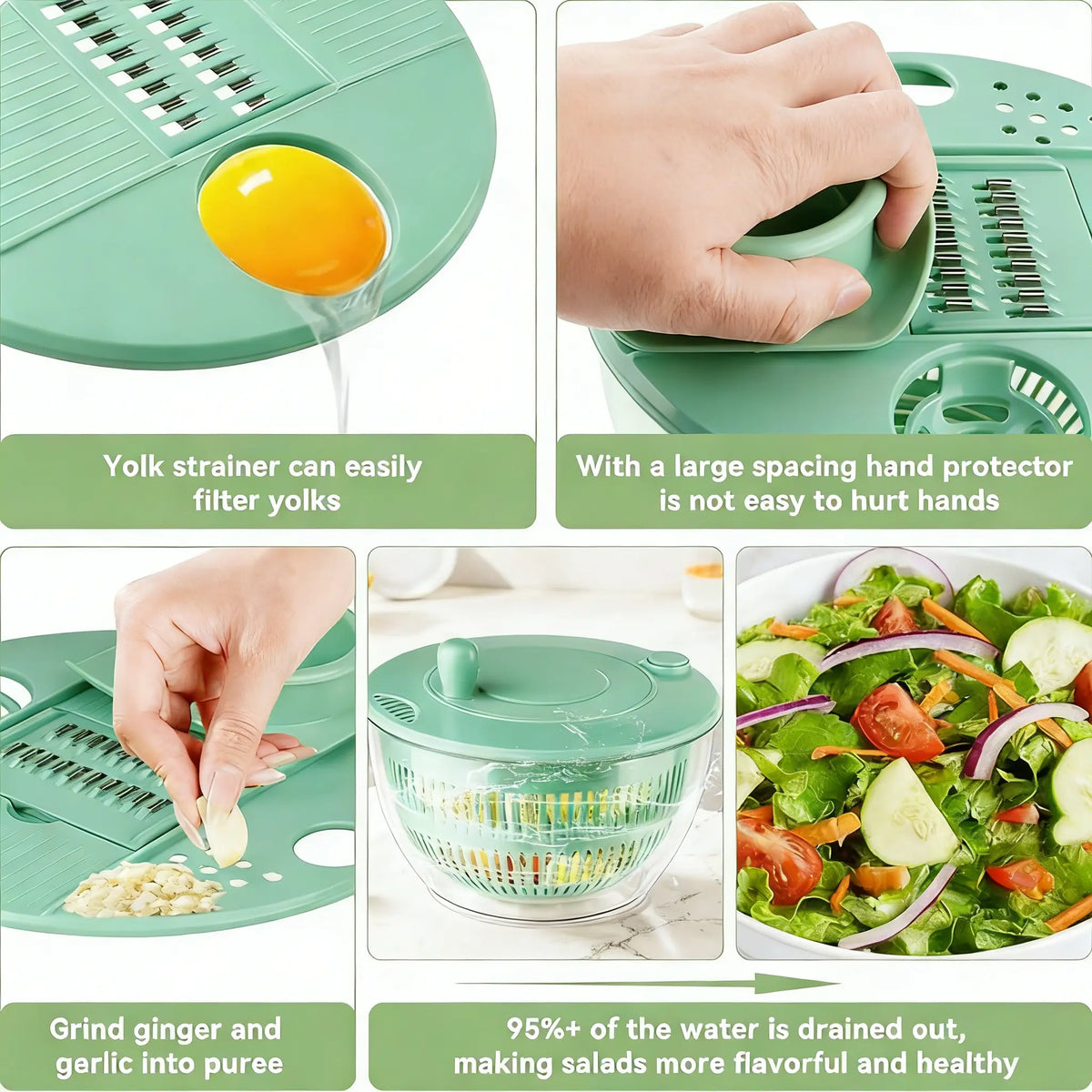 3-in-1 Fruit and Vegetable Washing and Draining Bowl, Kitchen Tool Set, Salad Spinner