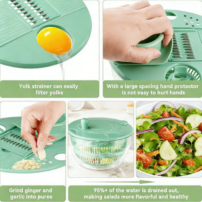 3-in-1 Fruit and Vegetable Washing and Draining Bowl, Kitchen Tool Set, Salad Spinner