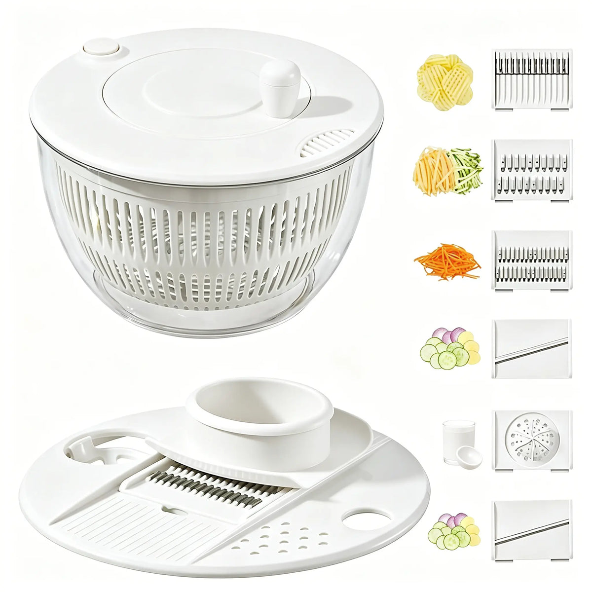 3-in-1 Fruit and Vegetable Washing and Draining Bowl, Kitchen Tool Set, Salad Spinner