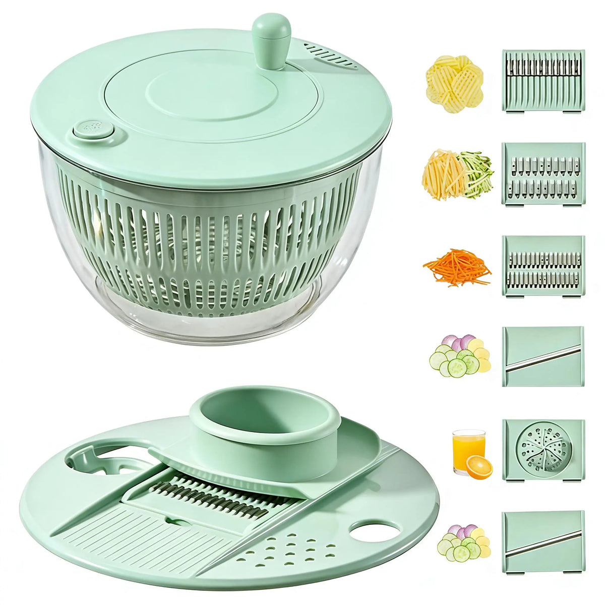 3-in-1 Fruit and Vegetable Washing and Draining Bowl, Kitchen Tool Set, Salad Spinner