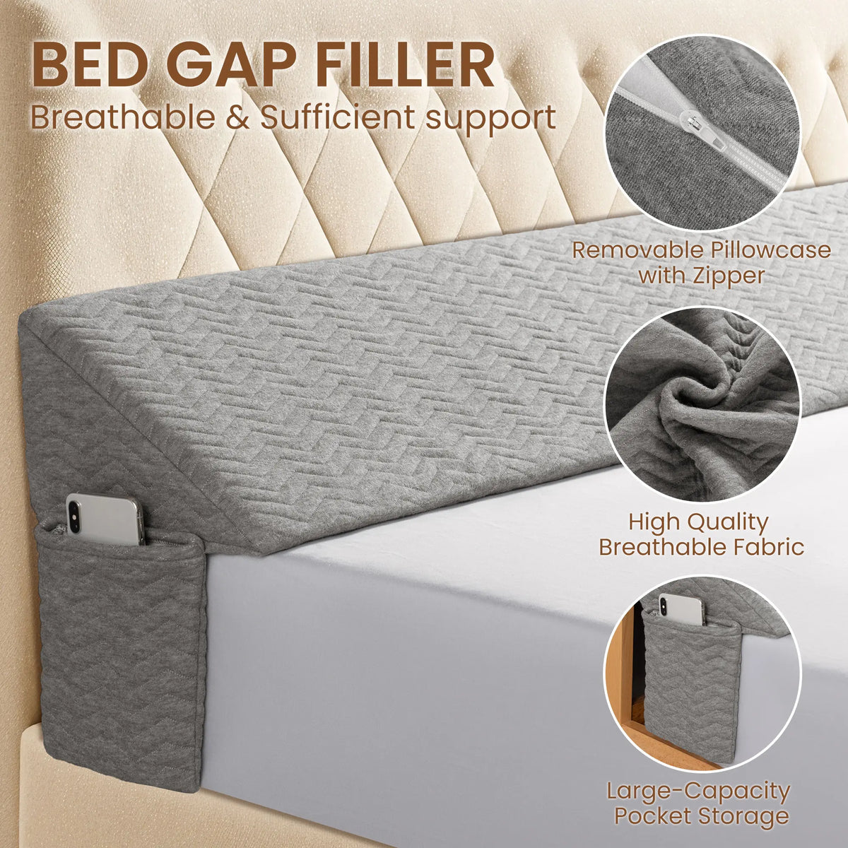 Wedge-shaped headboard pillow, mattress gap filling pillow, triangular wedge-shaped throw pillow